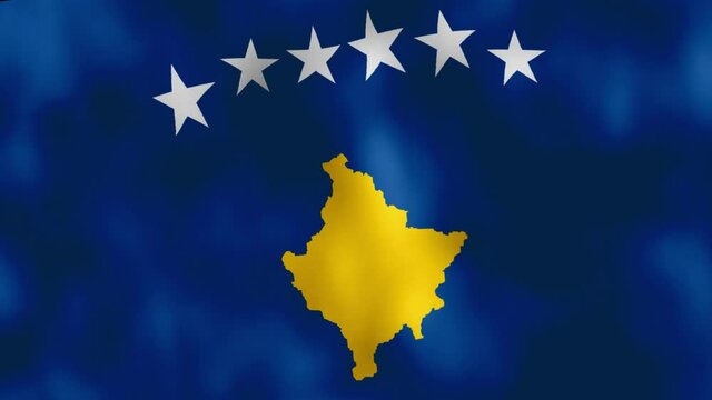 Kosovan Flag waving in the wind.Abstract seamless slow motion close up computer animation.Kosova,Pistrina