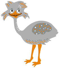 Cute ostrich australian animal. Vector stock illustration in cartoon style. Emu character.