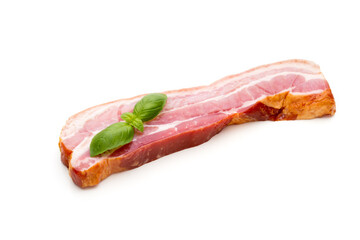 Pieces of raw pork lard isolated on white background.