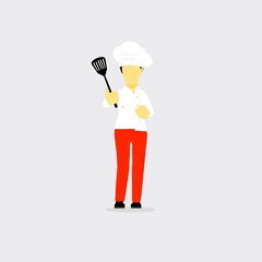Confident chef woman gesturing ok sign vector illustration