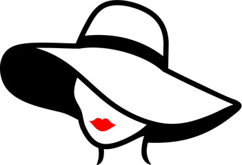 Vector illustration of the lady with hat
