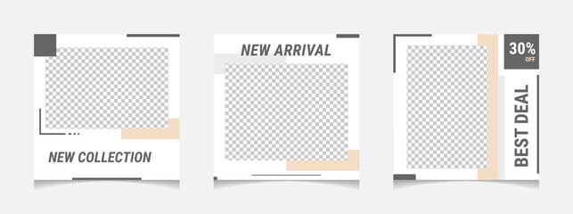 social media post template for digital marketing and sale promo. promotional offer instragram facebook mockup photo vector frame. grey white color web banner advertising