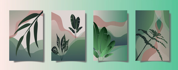creative tropical leaves illustration set seamless background 