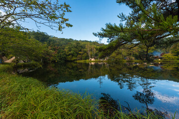 Komaide lake at the beginning of autumn