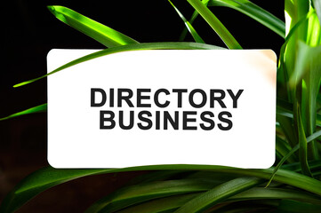 Directory Business text on white surrounded by green leaves