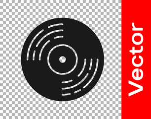 Black Vinyl disk icon isolated on transparent background. Vector.