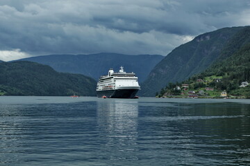 Fototapeta na wymiar Stunning scenery seen from a ferry cruise in Geirangerfjord, Norway