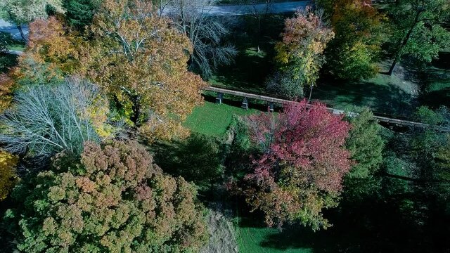An isometric shot of a park foot bridge
