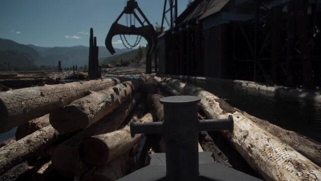 POV Front of Logging Tug Floating Under Claw