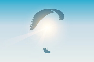 paragliding adventure paraglider on sunny sky background vector illustration EPS10