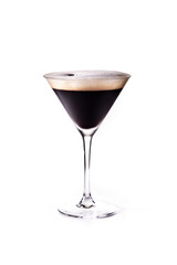 Martini espresso cocktail isolated on white background