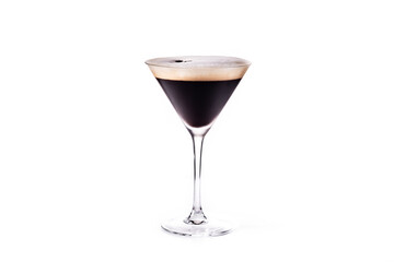 Martini espresso cocktail isolated on white background