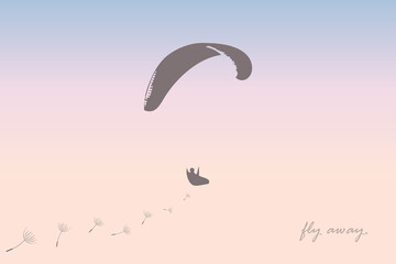 fly away freedom banner with paraglider in the sky vector illustration EPS10