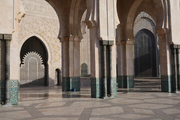 Fototapeta na wymiar Hassan II Moschee in Marokko Casablance ein ein achitektonisches Monument des Islam 
