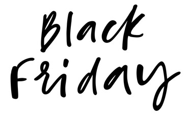 Black Friday - handwritten inscription. The concept of holiday discounts and sales in retail. Isolated on white