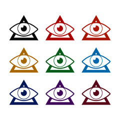 Masons symbol All-seeing eye of God icon, color set