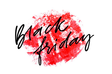 Black Friday - handwritten inscription. The concept of holiday discounts and sales in retail. Isolated on white