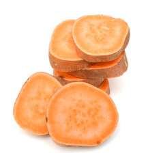 Sweet potatoes on white