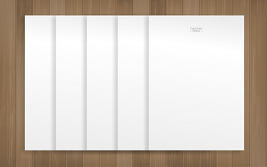 White paper sheet on wood texture background. Vector.