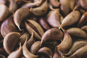 Roasted garlic cloves macro close up