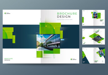 Business Report Cover Layout Set with Green Dynamic Elements
