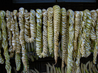 detail of a fence to dry radish 