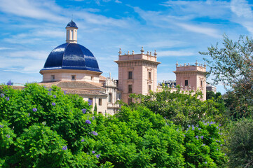 Towers and dome of the fine arts museum of Valencia