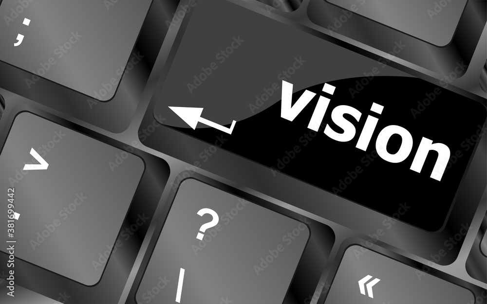 Aufkleber business vision concept with key on computer keyboard