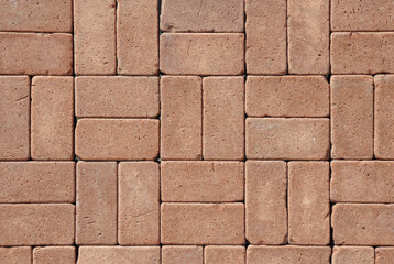 Single basketweave rectangular concrete paving stone pattern for walkway, pathway or patio. Brown...