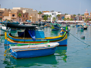 Fototapeta na wymiar View of the port in Marsaxlokk, Malta