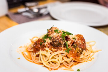 Spaghetti bolonese. Restaurant food concept