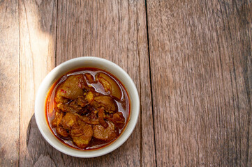 Hung lay curry or hinlay curry on wooden table