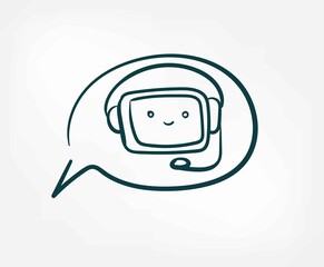 chatbot vector sign abstract line doodle isolated hand drawn