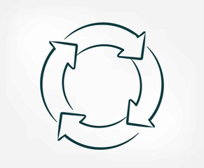 circle arrows vector sign abstract line doodle isolated hand drawn