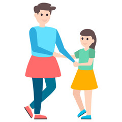 Obraz premium Sisters Flat Vector 