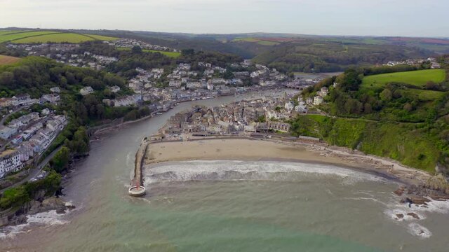 The Coastal Town of Looe in Cornwall UK Seen From The Air