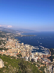 Obraz premium principauté, Monaco, ville, vue, panorama, paysage, mer, Fontvieille, côte d'Azur