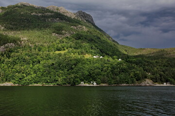 Stunning scenery seen from a ferry cruise in Geirangerfjord, Norway