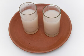 Traditional rice porridge/ payaru kanji  / congee / rice soup, made of boiled broken red rice in...