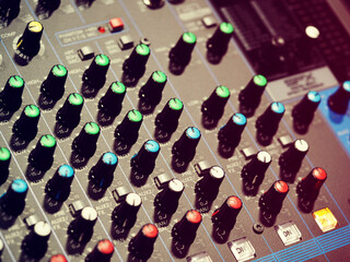 Close-up Audio sound mixer console