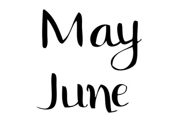Simple Script Vector Lettering Hand Draw Sketch, May June