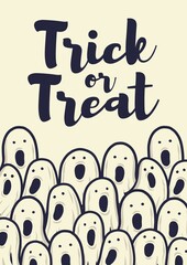 Colored halloween party invitation, banner, poster or postcard with scary horrible ghost, spirit and bats illustrations for october holiday design