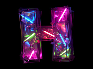 Abstract ultra neon font. Letter H.