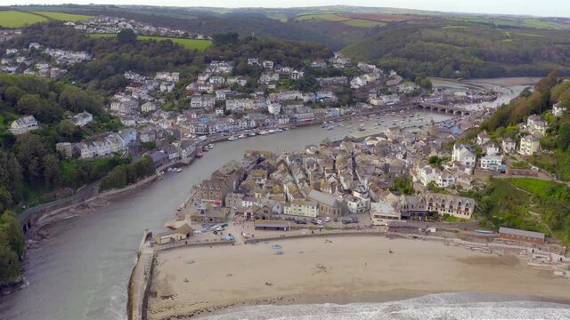 The Coastal Town of Looe in Cornwall UK Seen From The Air