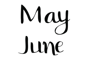 Simple Script Vector Lettering Hand Draw Sketch, May June
