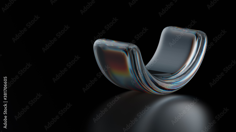 Poster abstract glass composition. 3d render of geometric shapes made of reflective and refractive material