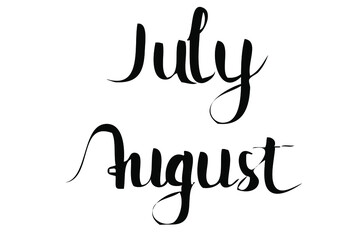 Simple Script Vector Lettering Hand Draw Sketch, July August
