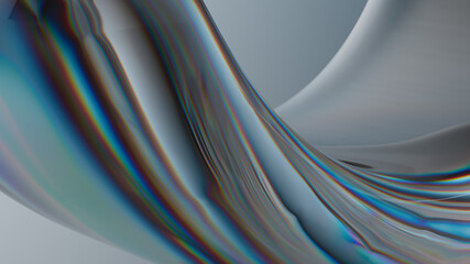 Abstract glass composition. 3d render of geometric shapes made of reflective and refractive material. Dispersion effects.