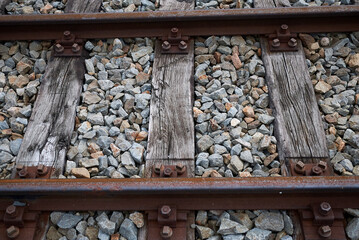 Cavaglia, Switzerland - July 22, 2020 : Detail of train tracks