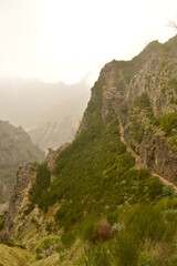 The dramatic, misty and beautiful mountain landscape of Madeira Island in Portugal